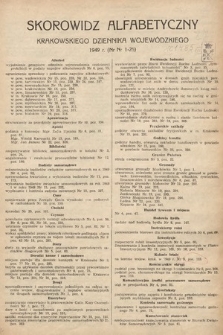 Krakowski Dziennik Wojewódzki. 1949, skorowidz alfabetyczny