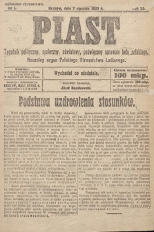 Piast : tygodnik polityczny, społeczny, oświatowy, poświęcony sprawom ludu polskiego : Naczelny organ Polskiego Stronnictwa Ludowego. 1923, nr 1