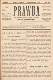 Prawda : pismo tygodniowe dla ludu poświęcone sprawom religijnym, narodowym, politycznym, gospodarskim i rozrywce. 1901, nr 42