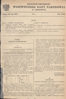Dziennik Urzędowy Wojewódzkiej Rady Narodowej w Krakowie. 1955, nr 5