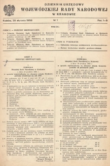 Dziennik Urzędowy Wojewódzkiej Rady Narodowej w Krakowie. 1956, nr 1