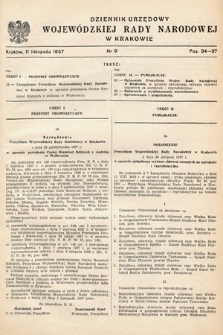 Dziennik Urzędowy Wojewódzkiej Rady Narodowej w Krakowie. 1957, nr 9