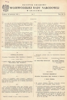 Dziennik Urzędowy Wojewódzkiej Rady Narodowej w Krakowie. 1965, nr 7