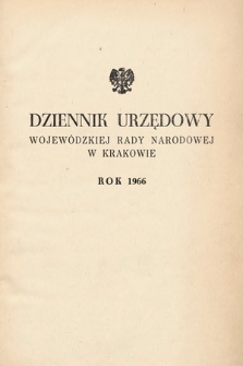 Dziennik Urzędowy Wojewódzkiej Rady Narodowej w Krakowie. 1966, skorowidz alfabetyczny 