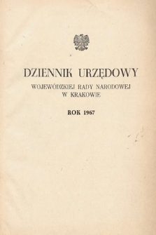 Dziennik Urzędowy Wojewódzkiej Rady Narodowej w Krakowie. 1967, skorowidz alfabetyczny 