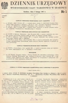 Dziennik Urzędowy Wojewódzkiej Rady Narodowej w Krakowie. 1967, nr 1