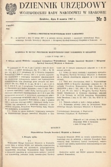 Dziennik Urzędowy Wojewódzkiej Rady Narodowej w Krakowie. 1967, nr 3