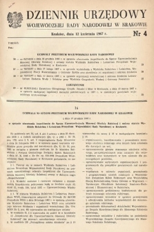 Dziennik Urzędowy Wojewódzkiej Rady Narodowej w Krakowie. 1967, nr 4
