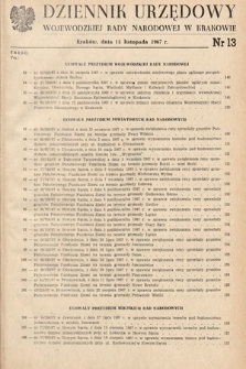 Dziennik Urzędowy Wojewódzkiej Rady Narodowej w Krakowie. 1967, nr 13