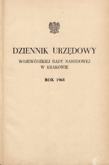 Dziennik Urzędowy Wojewódzkiej Rady Narodowej w Krakowie. 1968, skorowidz alfabetyczny 