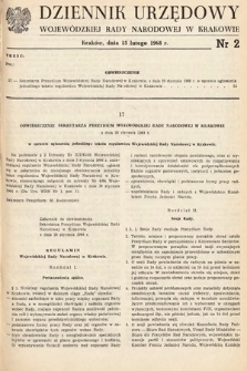 Dziennik Urzędowy Wojewódzkiej Rady Narodowej w Krakowie. 1968, nr 2