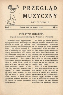 Przegląd Muzyczny. 1925, nr 6