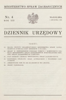 Dziennik Urzędowy. Ministerstwo Spraw Zagranicznych. 1931, nr 4