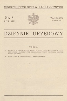 Dziennik Urzędowy. Ministerstwo Spraw Zagranicznych. 1931, nr 8