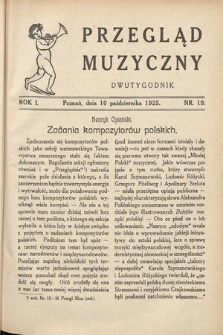 Przegląd Muzyczny. 1925, nr 19