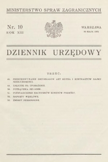 Dziennik Urzędowy. Ministerstwo Spraw Zagranicznych. 1931, nr 10