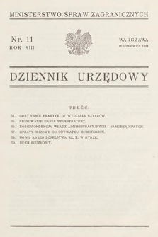 Dziennik Urzędowy. Ministerstwo Spraw Zagranicznych. 1931, nr 11
