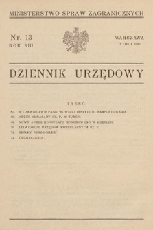 Dziennik Urzędowy. Ministerstwo Spraw Zagranicznych. 1931, nr 13