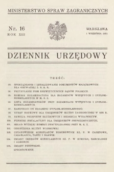 Dziennik Urzędowy. Ministerstwo Spraw Zagranicznych. 1931, nr 16