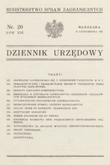 Dziennik Urzędowy. Ministerstwo Spraw Zagranicznych. 1931, nr 20