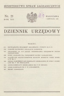 Dziennik Urzędowy. Ministerstwo Spraw Zagranicznych. 1931, nr 21