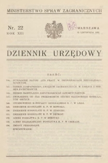 Dziennik Urzędowy. Ministerstwo Spraw Zagranicznych. 1931, nr 22