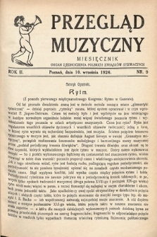 Przegląd Muzyczny. 1926, nr 9