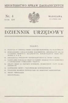 Dziennik Urzędowy. Ministerstwo Spraw Zagranicznych. 1932, nr 4