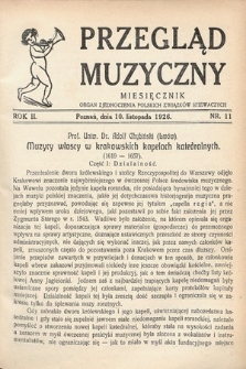 Przegląd Muzyczny. 1926, nr 11