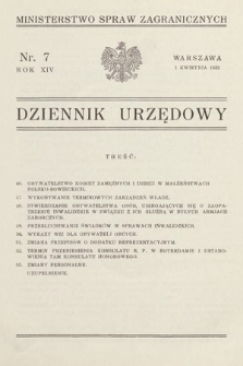 Dziennik Urzędowy. Ministerstwo Spraw Zagranicznych. 1932, nr 7