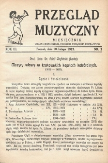 Przegląd Muzyczny. 1927, nr 2
