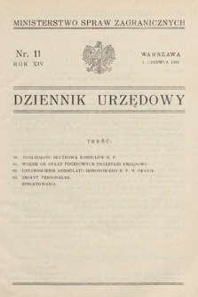 Dziennik Urzędowy. Ministerstwo Spraw Zagranicznych. 1932, nr 11