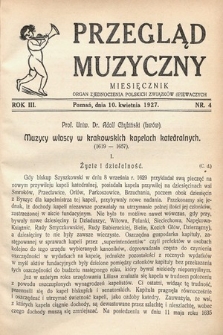Przegląd Muzyczny. 1927, nr 4