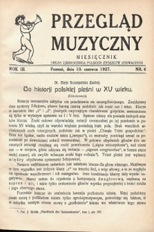 Przegląd Muzyczny. 1927, nr 6