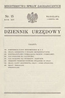 Dziennik Urzędowy. Ministerstwo Spraw Zagranicznych. 1932, nr 15