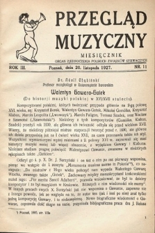 Przegląd Muzyczny. 1927, nr 11