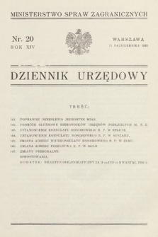 Dziennik Urzędowy. Ministerstwo Spraw Zagranicznych. 1932, nr 20