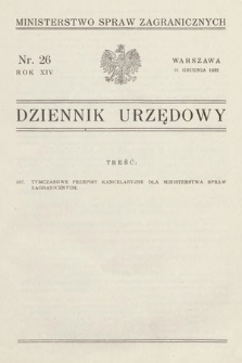 Dziennik Urzędowy. Ministerstwo Spraw Zagranicznych. 1932, nr 26