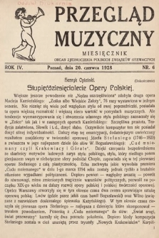 Przegląd Muzyczny. 1928, nr 6