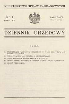 Dziennik Urzędowy. Ministerstwo Spraw Zagranicznych. 1933, nr 4