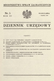 Dziennik Urzędowy. Ministerstwo Spraw Zagranicznych. 1933, nr 5