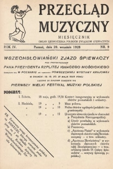Przegląd Muzyczny. 1928, nr 9