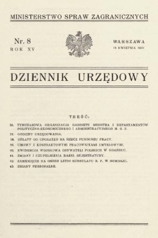 Dziennik Urzędowy. Ministerstwo Spraw Zagranicznych. 1933, nr 8