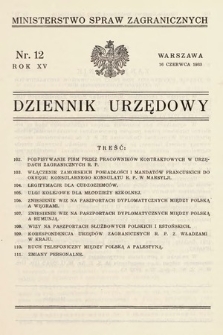 Dziennik Urzędowy. Ministerstwo Spraw Zagranicznych. 1933, nr 12