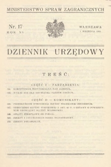 Dziennik Urzędowy. Ministerstwo Spraw Zagranicznych. 1933, nr 17