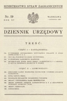 Dziennik Urzędowy. Ministerstwo Spraw Zagranicznych. 1933, nr 19