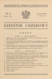 Dziennik Urzędowy. Ministerstwo Spraw Zagranicznych. 1934, nr 3