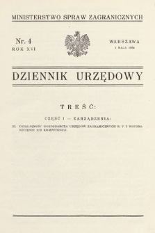 Dziennik Urzędowy. Ministerstwo Spraw Zagranicznych. 1934, nr 4