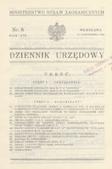 Dziennik Urzędowy. Ministerstwo Spraw Zagranicznych. 1934, nr 8