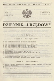 Dziennik Urzędowy. Ministerstwo Spraw Zagranicznych. 1936, nr 1